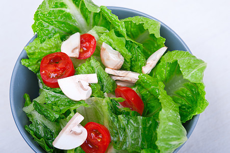 新鲜混合沙拉蔬菜叶子白色食物长叶美食红色绿色莴苣午餐图片