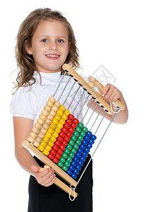 这女孩指望算盘幼儿园课堂婴儿微笑游戏孩子数学柜台学习玩具图片