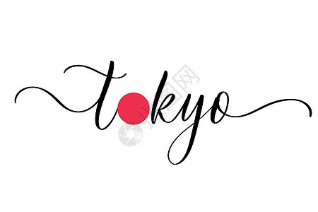2020 年东京夏季奥运会体育比赛 五颜六色的圆环和书法 日本黑色红色圆圈标识运动横幅墙纸白色火炬游戏背景图片