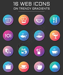 厨房图标集 关于圆形趋势梯度的厨房网络图标面包煤气灶西瓜用具餐厅咖啡家电玻璃杯子家庭图片