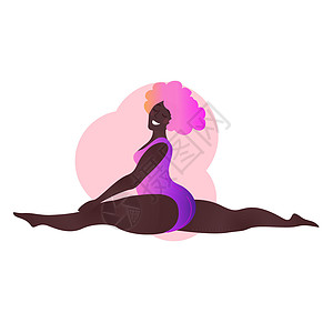 外加做瑜伽课的黑人卷发女士 在白色上隔离了矢量插图 身体呈阳性 有吸引力的非洲裔美国妇女 斯普利特 猴子波斯或哈努马纳萨纳图片