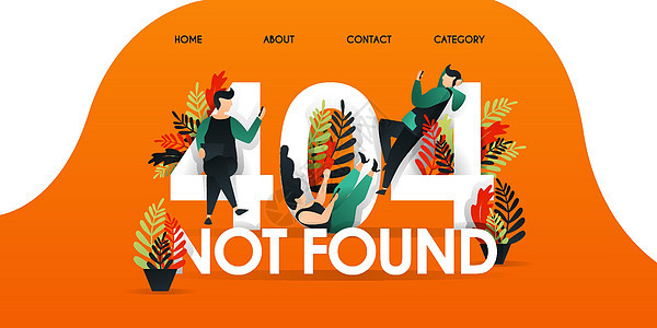 在“404 NOT FOUND”字样上懒洋洋的男人 女人和其他人 页面未找到 404 设计模板 具有字符和平面设计的可用于登陆页图片