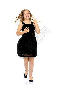 穿着裙子的优雅女孩工作室红色头发白色快乐乐趣喜悦衣服青年女性图片
