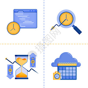 投资时间 4 0 技术 业务 云日历计划的标志符号设计 平面图标包模板可用于登陆页面 网络 移动应用程序 海报 横幅 网站 图形图片