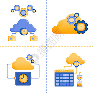 时间 4 0 技术 业务 云网络服务 服务器超时的标志符号设计 平面图标包模板可用于登陆页面 网络 移动应用程序 海报 横幅 网图片