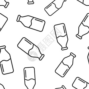 瓶装牛奶图标 以平板风格 用白色孤立背景显示弗拉斯克矢量说明 饮料容器无缝商业模式概念国家网络饮食插图活力食物早餐奶牛液体农场图片