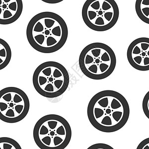 平式汽车轮车图标 白色孤立背景的车辆部分矢量说明 轮胎无缝商业模式概念 等等以及圆圈圆形卡车维修插图运输轮缘黑色驾驶机器图片