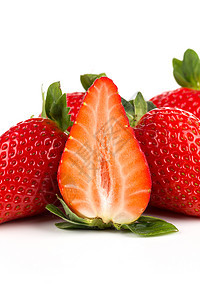 红成熟草莓水果团体红色营养叶子食物饮食白色小吃收成甜点图片