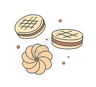 cookie 设置 糕点 - 白色背景上的矢量插图图片