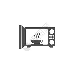 微波炉图标标志徽标设计模板房子电气家庭火炉插图食物用具黑色金属按钮背景图片