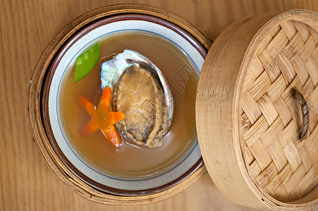 日式鲍鱼汤贝类美味鲍鱼蔬菜食物星星营养海鲜美食背景
