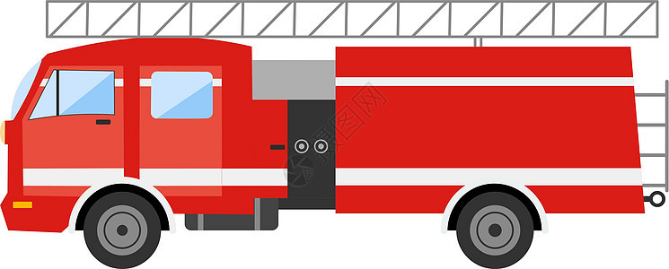 红色消防车 白色背景的矢量插灯灭火引擎被隔离图片