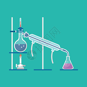 化学实验室矢量中的简单蒸馏模型;图片
