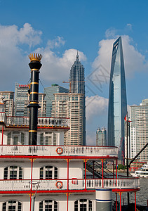 从 puxi 的上海布东风景城市经贸景观旅行蓝色摩天大楼商业场景外滩办公室图片