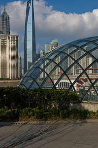 从 puxi 的上海布东风景中心办公室城市场景景观摩天大楼天空蓝色地标经贸图片