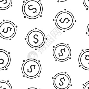 平板货币收入图标 用白色孤立背景显示美元硬币矢量 财务结构无缝模式业务概念 单位 美元和零星兴趣巩固项目化合物支出帐户账单金融资图片