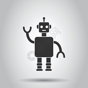 平面风格的可爱机器人聊天机器人图标  Bot 运算符矢量插图在白色隔离背景上 智能聊天机器人角色业务概念讲话演讲电脑社会操作员气图片