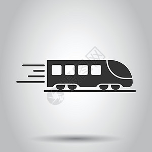 平面样式的地铁图标 在孤立的白色背景上训练地铁矢量图 铁路货运经营理念旅行运动机车乘客电车互联网过境车站旅游运输图片