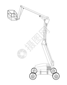 空中平台概念纲要大纲构造工具机器插图电梯3d工程起重机篮子工人图片