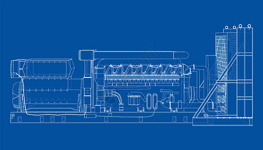 工业图大型工业用柴油发电机工厂草图电压植物发电站发动机发生器资源燃料柴油机背景