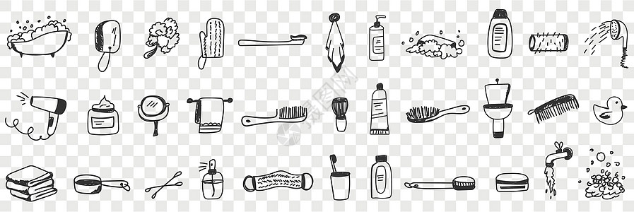 化妆品和洗浴面团的工具镜子手套卫生玩具孩子奶油香水刷子铅笔擦洗图片