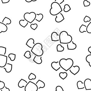 平坦风格的心脏图标 在白色孤立背景上的爱矢量插图 浪漫无缝模式商务概念网站按钮情怀界面圆形用户婚礼热情绘画医疗图片