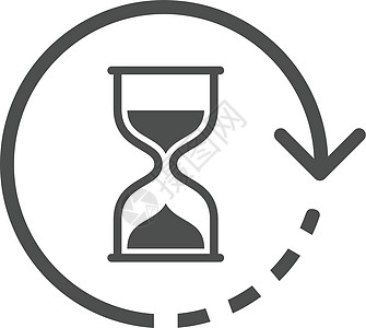带有用于 web 和 ui 设计的圆形箭头矢量图标的沙漏或沙子手表 等待时间沙手表平面图标隔离在白色背景图片