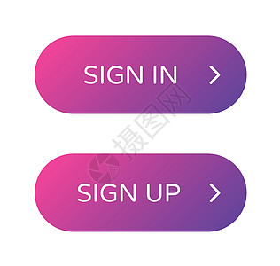 登录注册 web 按钮集 以平面样式填充 ui web 按钮 带有用于 web 和 ui 设计的箭头的时尚渐变上的圆形矢量按钮收图片