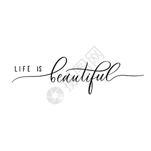 生命是美丽的  字母刻字插图书法艺术刷子海报拉丁墨水生活写作脚本图片