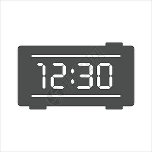 显示在白色背景上隔离的时间矢量图标的电子时钟 用于 web 移动和用户界面设计的电子时钟平面图标图片