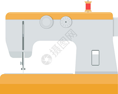 白色背景上孤立的缝纫机矢量插图图片