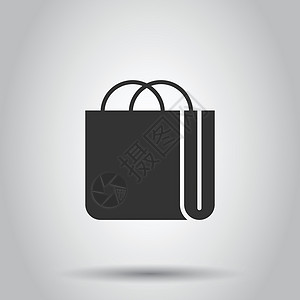 平面样式的购物袋图标 白色孤立背景上的手提包标志矢量图解 包装经营理念市场商品礼物店铺时尚零售购物者商业塑料销售图片