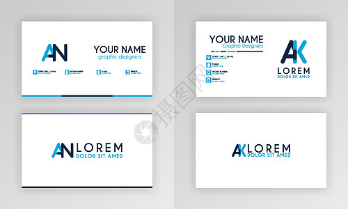 蓝色名片模板 带有字母标志和斜线口音装饰的简单身份证设计 对于公司 公司 专业人士 商业 广告 公共关系 宣传册 海报卡片品牌身图片