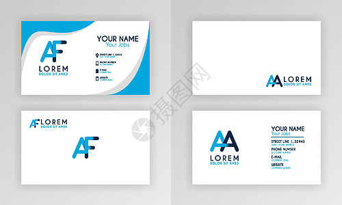 蓝色名片模板 带有字母标志和斜线口音装饰的简单身份证设计 对于公司 公司 专业人士 商业 广告 公共关系 宣传册 海报网络小册子图片
