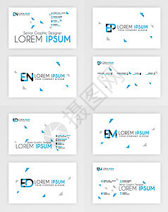 蓝色名片模板 带有字母标志和斜线口音装饰的简单身份证设计 对于公司 公司 专业人士 商业 广告 公共关系 宣传册 海报身份办公室图片