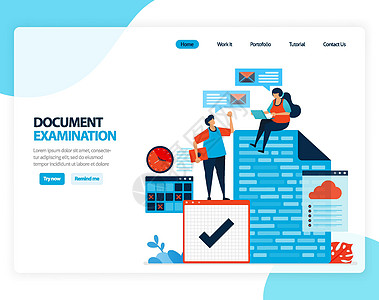 文件检查的矢量图解 检查记录 税务 银行业务的法律文件 用于登陆页面 模板 ui ux web 网站 移动应用程序 横幅 传单 图片