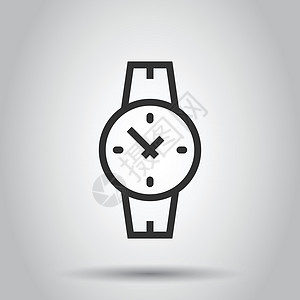 平面样式的手表图标 孤立在白色背景上的手时钟矢量插图 时间手链经营理念电脑测量男人手镯小时网络圆圈乐器石英商业图片