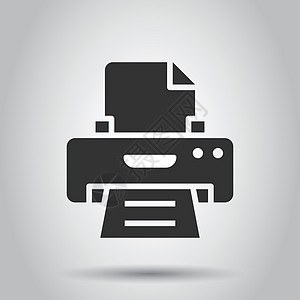 平面样式的办公室打印机图标 白色孤立背景上的传真矢量插图 文本打印输出业务概念电子产品互联网机器技术电脑喷射墨水文档界面图片