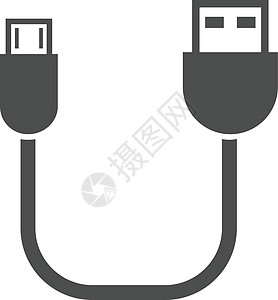 用于智能手机和手机的 usb 电缆 在白色背景上隔离的矢量图标 移动和 ui 设计的 web 图标图片