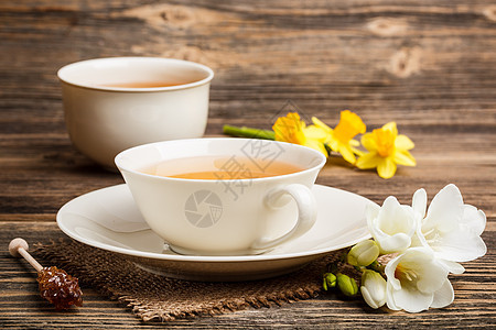 杯黑茶白色早餐植物群花瓣装饰风格作品乡村麻布图片