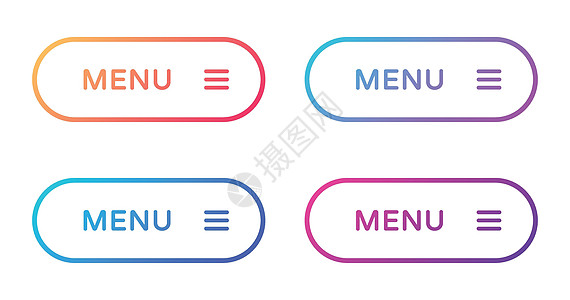 菜单 web 按钮设置 在平面样式中概述 ui web 按钮 带有用于 web 和 ui 设计的符号的时尚渐变上的圆形矢量按钮坡图片
