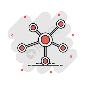 漫画风格的矢量卡通社交网络分子图标 分子符号插图象形文字  DNA 业务飞溅效应概念细胞生活原子微生物学药品卡通片科学化学品粒子图片