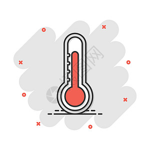 漫画风格的矢量温度计图标 目标标志插图象形文字 温度计业务飞溅效果概念技术温度药品指标卡通片实验室季节天气诊断乐器图片