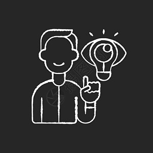 黑色背景上的创造性思维粉笔白色图标想像力创造力记忆网站用户手绘心理学解决方案网络涂鸦图片