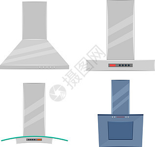 以白色背景隔离的厨房提取器头罩矢量插图图片