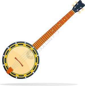 以白色背景隔离的 Banjo 音乐仪器矢量插图图片