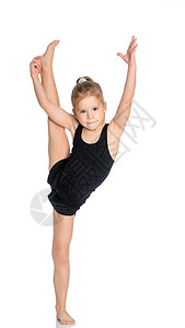 体操运动员在一条腿上的平衡有氧运动健身房快乐活动青少年女性女士白色训练活力图片