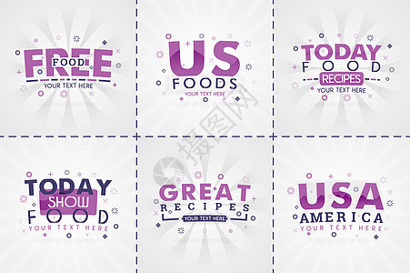 用于食品和食谱杂志的紫色烹饪书套装 食品店和餐馆的餐馆菜单标题或徽章 食谱横幅的极简主义设计图片