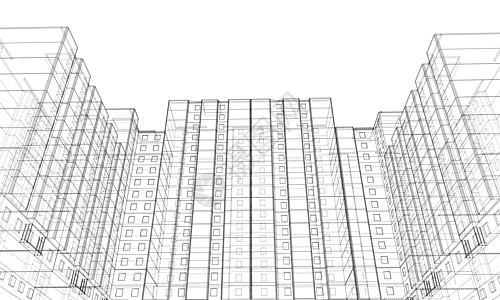 多层楼建筑的电线框架模型绘画草图印刷住房房子店铺设计师办公室线条项目图片