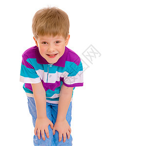 孤立无援的小男孩的肖像快乐青年乐趣眼睛幸福微笑男性白色男生童年图片
